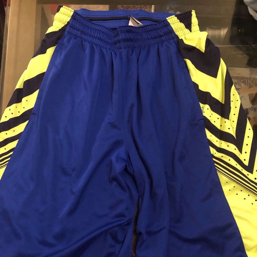 Blue and Yellow Nike basketball shorts